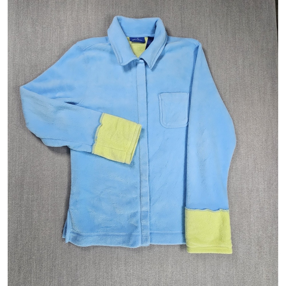 Jh Collectibles Sweatshirt‎ Womens Medium Blue Green Long Sleeve Snap Button